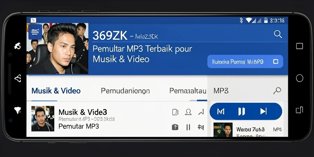 Tampilan antarmuka aplikasi Pemutar MP3 369ZK yang intuitif.