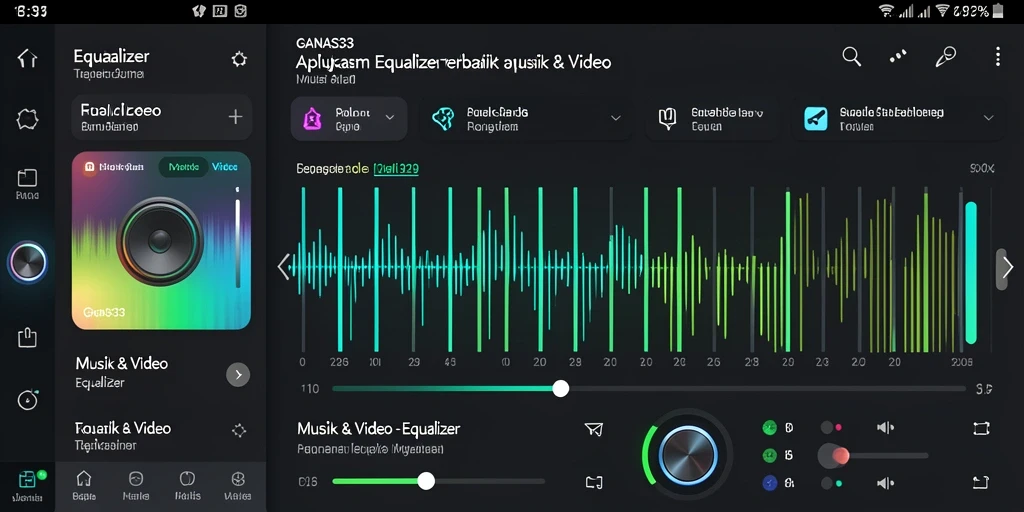 Tampilan antarmuka utama GANAS33 menampilkan kontrol Equalizer yang mudah digunakan.