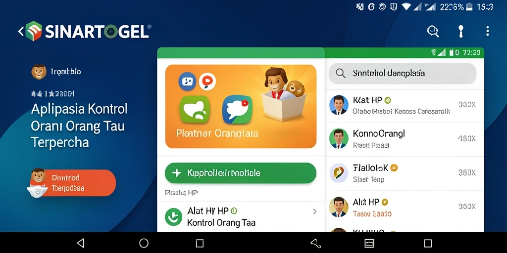 Tampilan antarmuka aplikasi Kontrol Orang Tua SINARTOGEL yang user-friendly.
