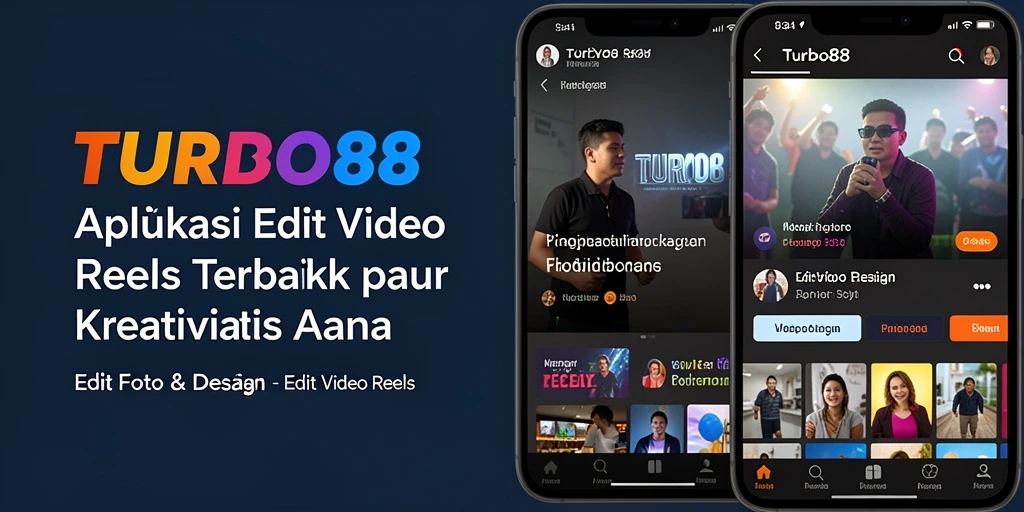 Antarmuka TURBO88 untuk pengeditan video reels yang kreatif.